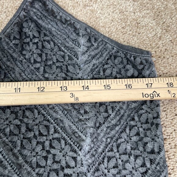 POL Dress Womens L Gray Bohemian Fairy Festival Boho Shark Bite Lace Flowy Midi - Picture 4 of 8